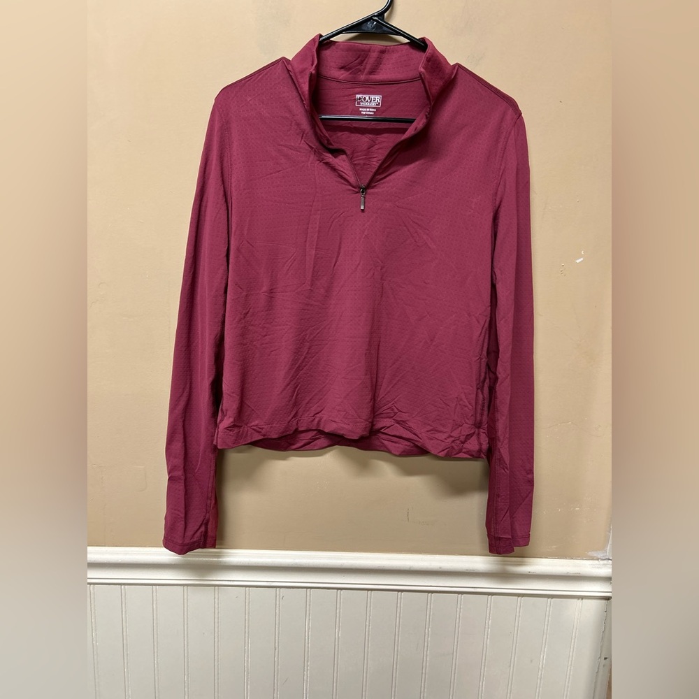 Dover Saddlery Coolblast 1/4 Zip Pullover Top Womens L Red Long Sleeve